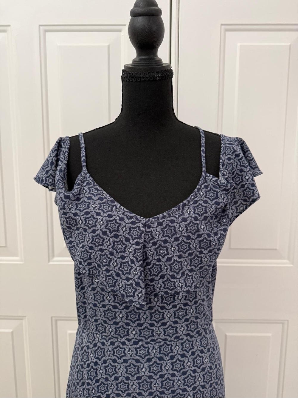 Rewind Navy Blue Floral Ruffle High-Low Dress - Picture 4 of 8